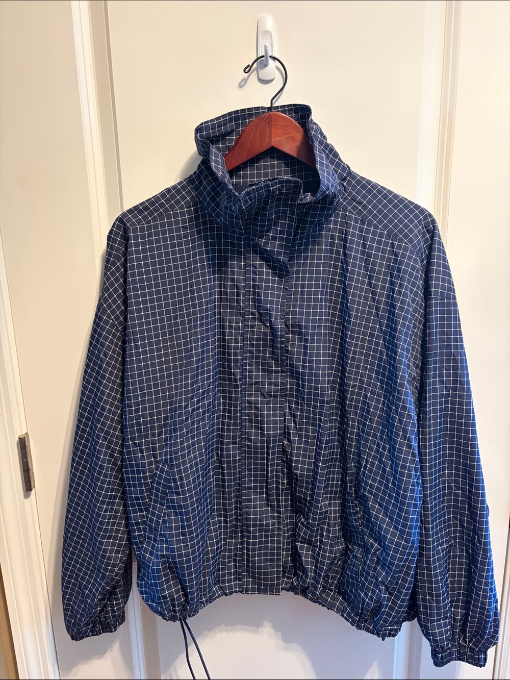 Loft Lou & Grey Navy Windowpane Windbreaker Jacket